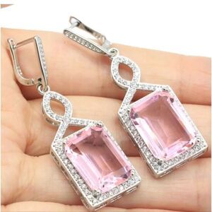 Pink Kunzite Diamond Earrings